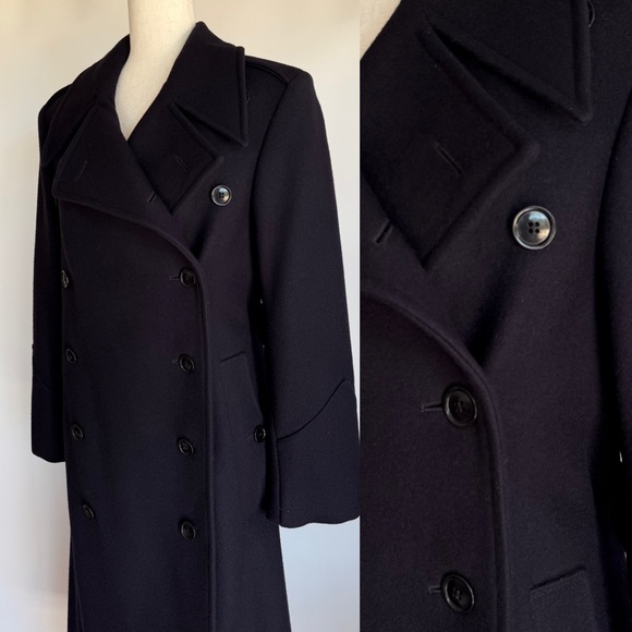 J Peterman Women’s Bobby Coat Long Peacoat Overcoat Wool Size 32 M Navy - Picture 4 of 16